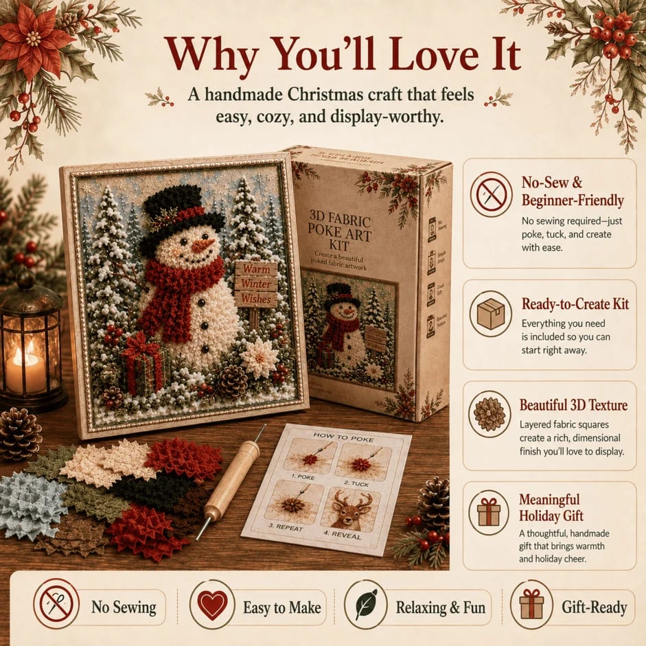 Make It Display It Gift It - Christmas Fabric Poke Art