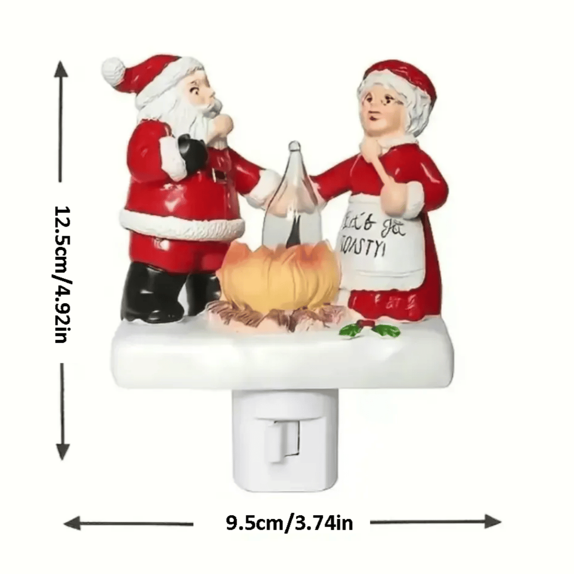 Santa Claus night light in festive Christmas home setting