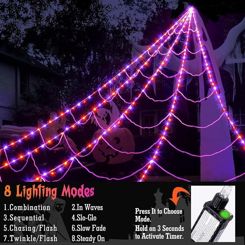 Halloween LED spider web lighting configuration detail