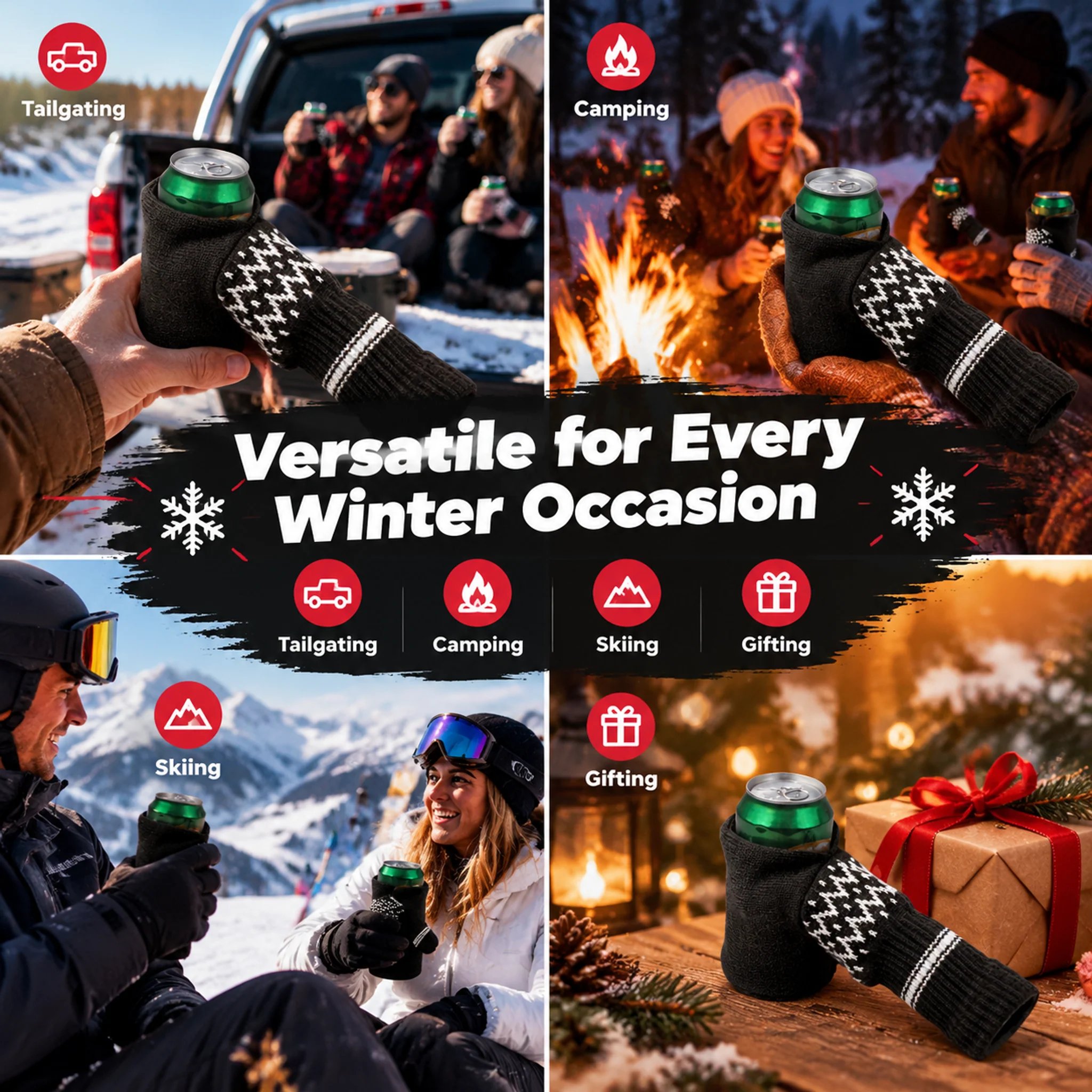 Beer mitten during camping tailgating skiing and gifting occasions