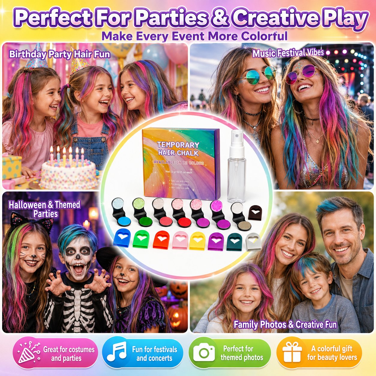 Temporary hair chalk for parties costumes and festivals Temporary hair chalk for parties costumes and festivals