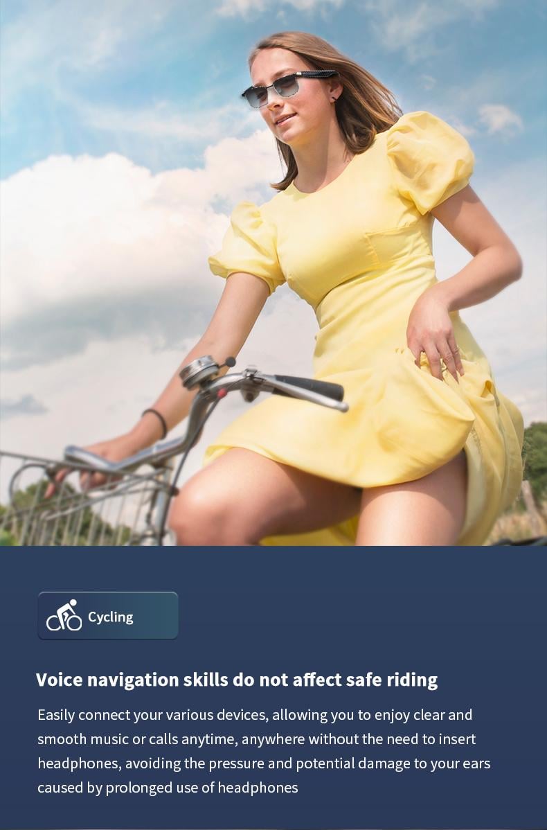 Product Introduction of Bluetooth audio smart glasses with photochromic lenses that darken in sunlight, metal frame, surround sound and microphone 34