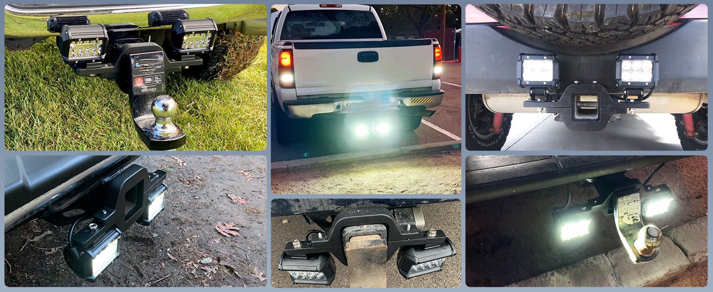 4 Inch 60W LED Pods with 2 Inch Tow Hitch Mounting Brackets