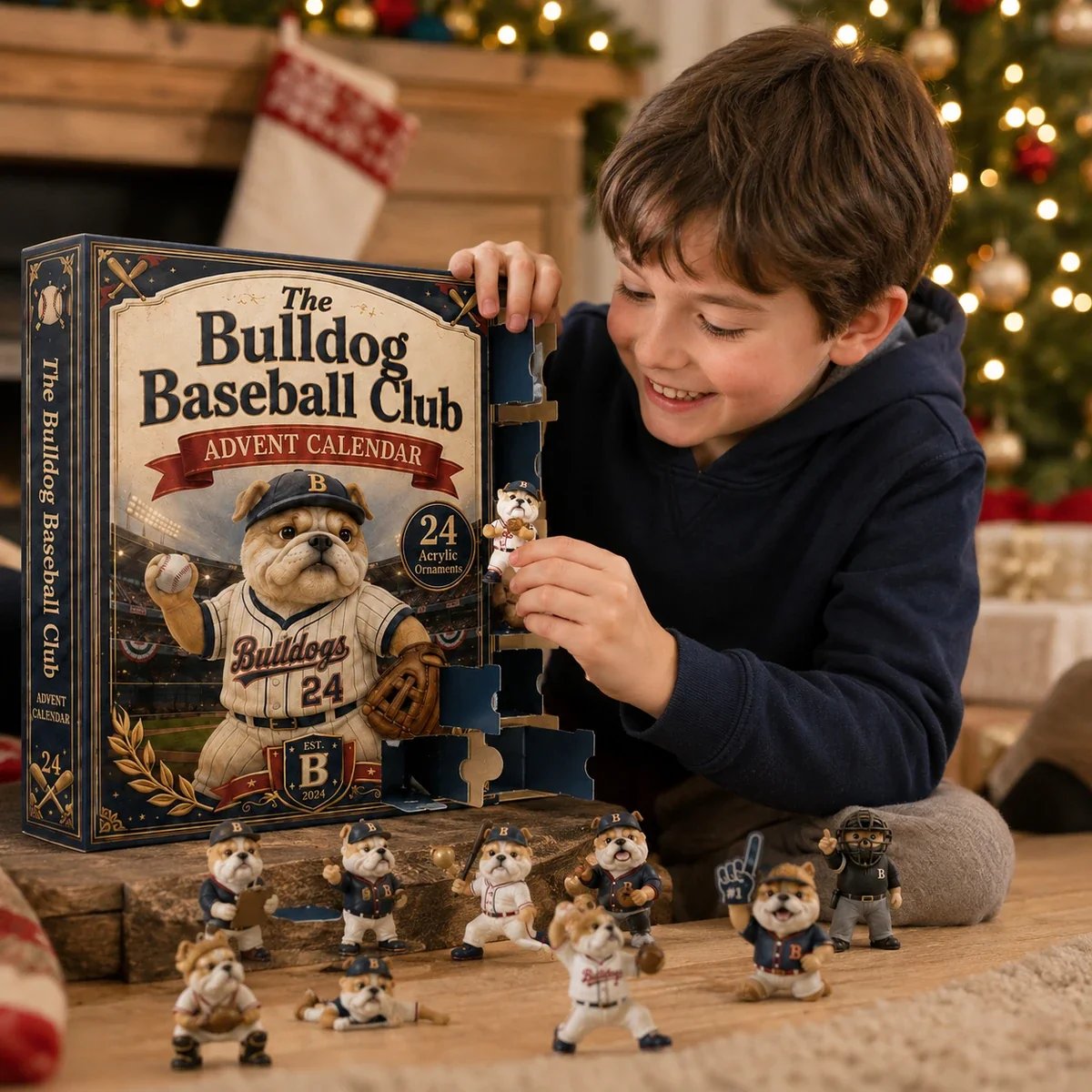Bulldog baseball Christmas display