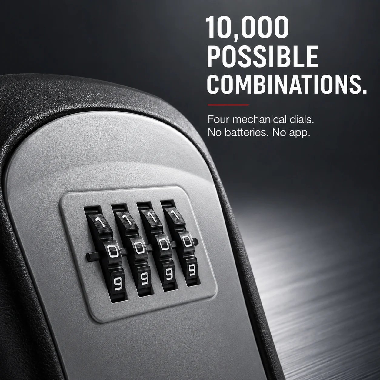 Four digit mechanical combination dials