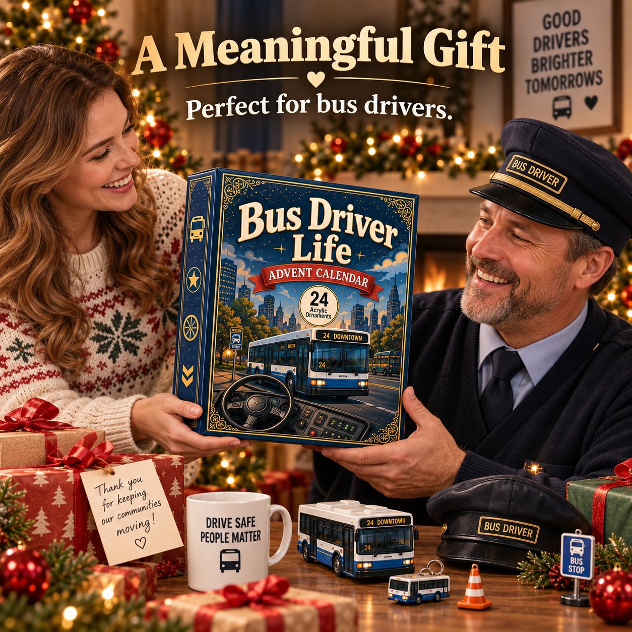 Acrylic bus driver keepsakes after Christmas