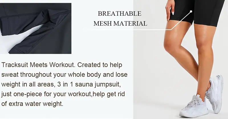 womens full body shapewear sauna suits half zipper short sleeve romper for waist training details 2