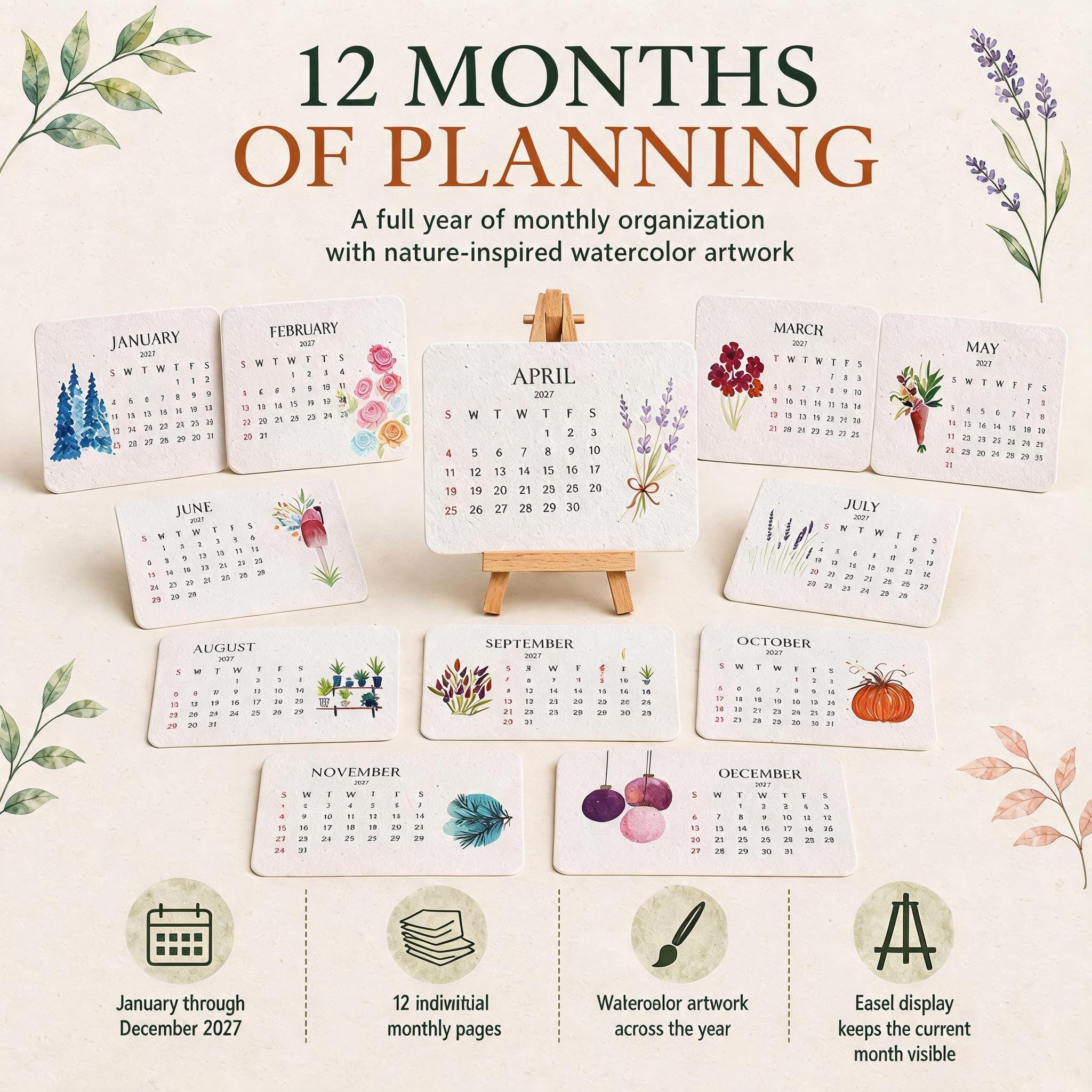 Seed paper calendar display and storage