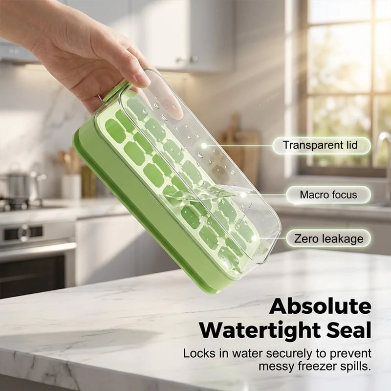 21 cube press type ice cube tray with lid for cleaner freezer storage