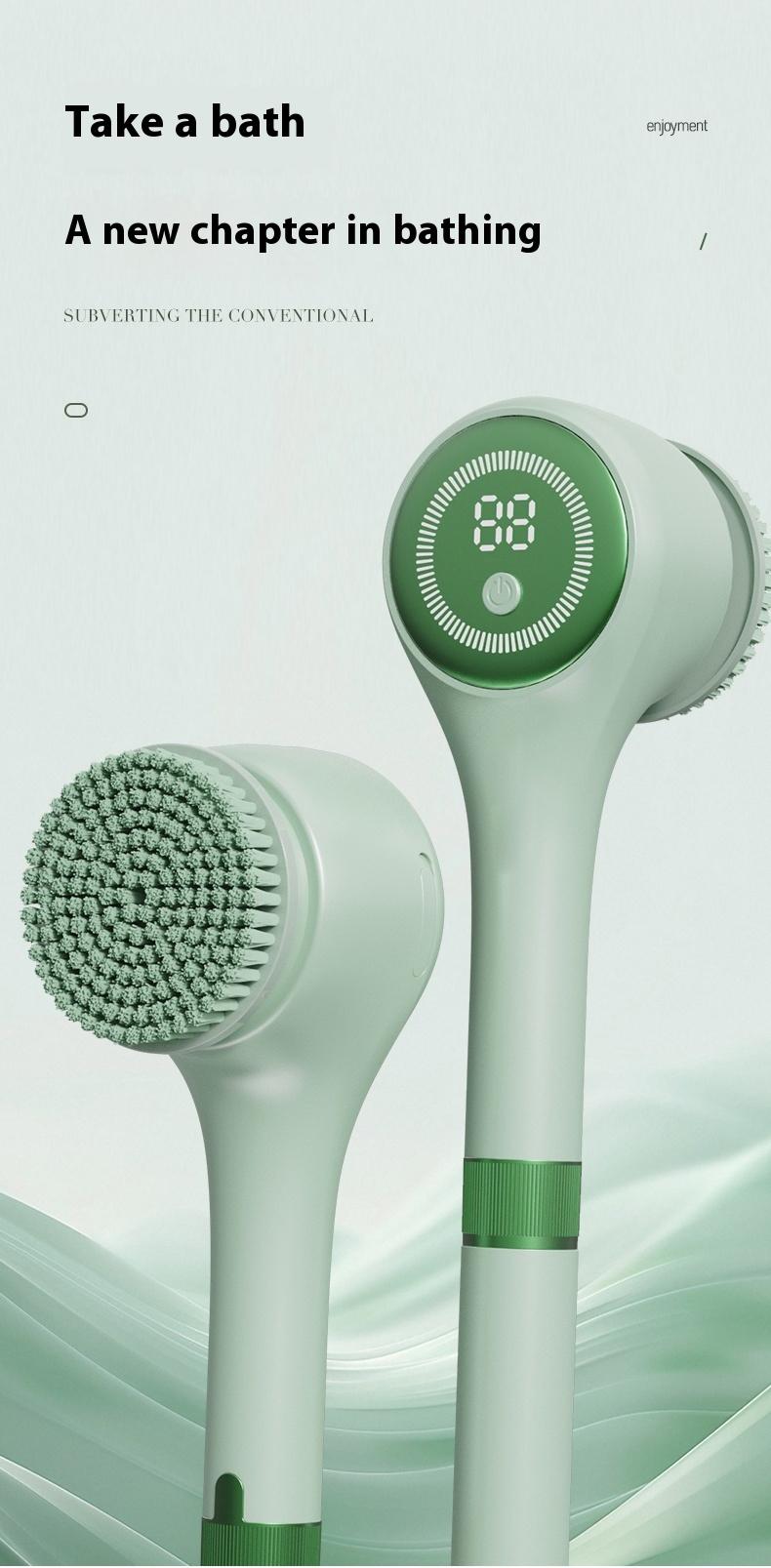 Rechargeable Motorized Electric Shower Back Scrubber - Long Handle IPX Waterproof PVC Spin Bath Brush with 5 Replaceable Heads, 3 Speed Modes, Exfoliating Massager for Adults Sensitive Skin, USB, Full Body (Shoulders, Calves Care, Great Gift Option) Rechargeable Motorized Electric Shower Back Scrubber - Long Handle IPX Waterproof PVC Spin Bath Brush with 5 Replaceable Heads, 3 Speed Modes, Exfoliating Massager for Adults Sensitive Skin, USB, Full Body (Shoulders, Calves Care, Great Gift Option)