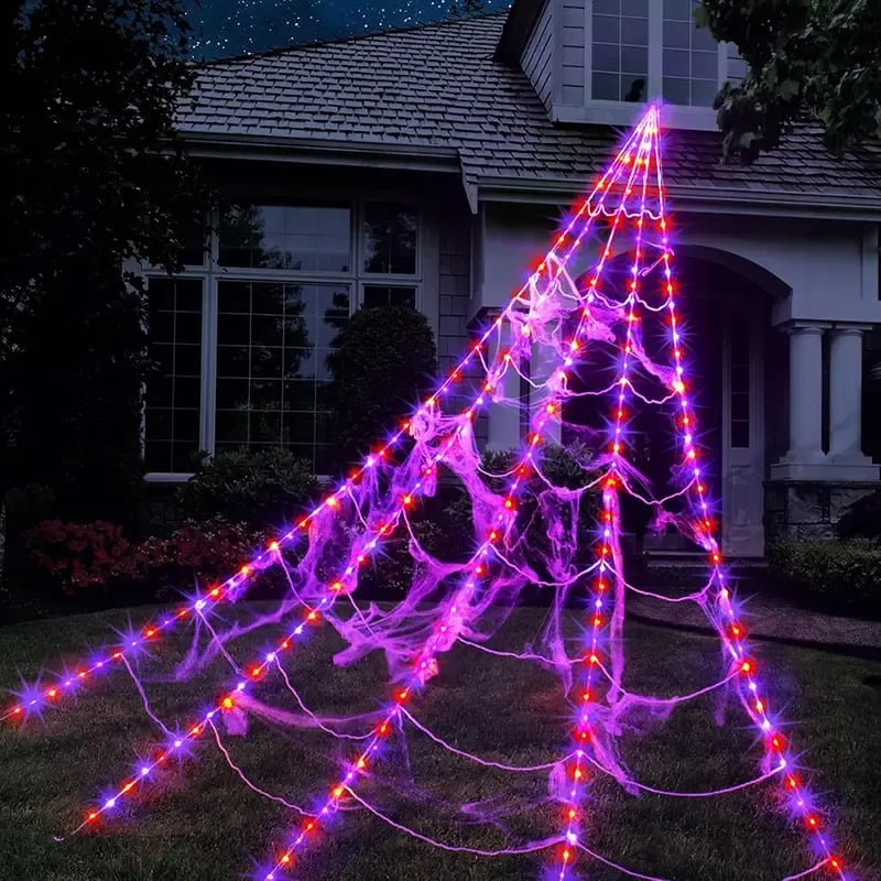 255 LED and 450 LED Halloween spider web light options