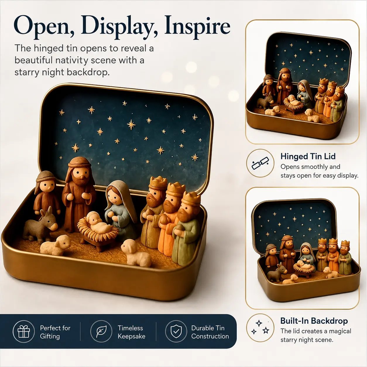 Open miniature Nativity scene
