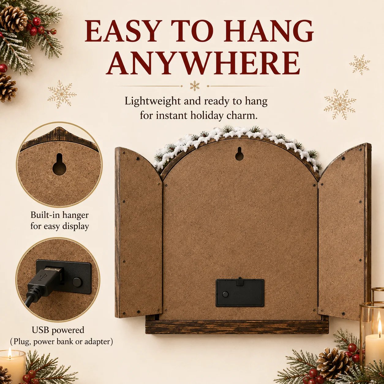 Santa Secret Window Light back hanger and USB power