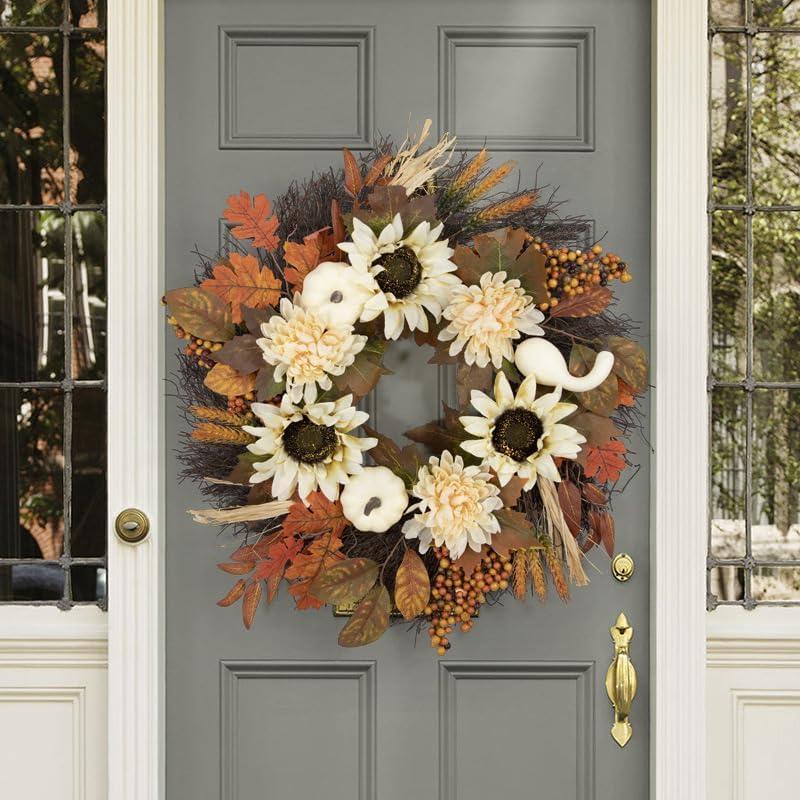 Autumn sunflower wreath decoration
