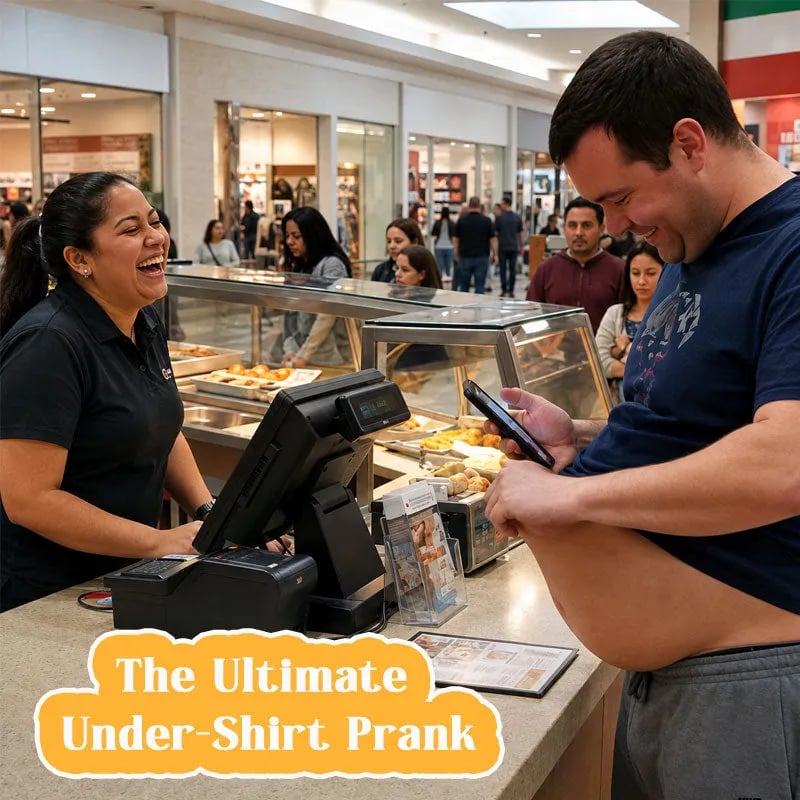 Funny belly prank bag worn under clothing