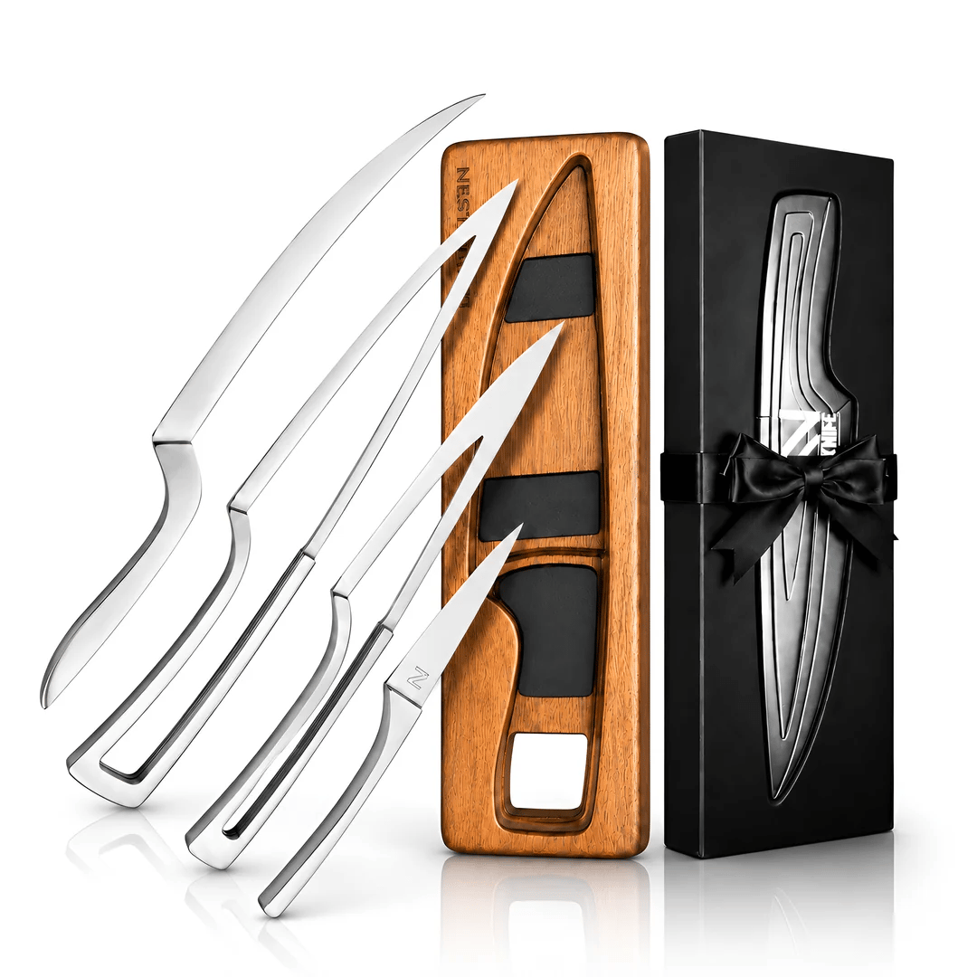 4 piece magnetic VG10 kitchen knife set with nesting storage block