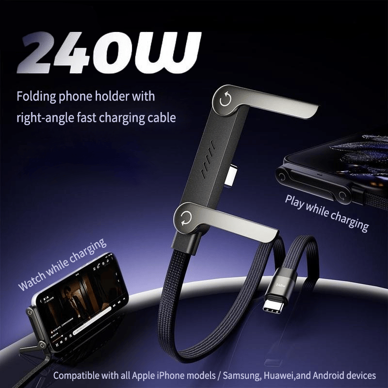 🏆HOT SALE 49% OFF - ⚡️240w super fast charging📱Invisible Holder Charger Cable with Stand