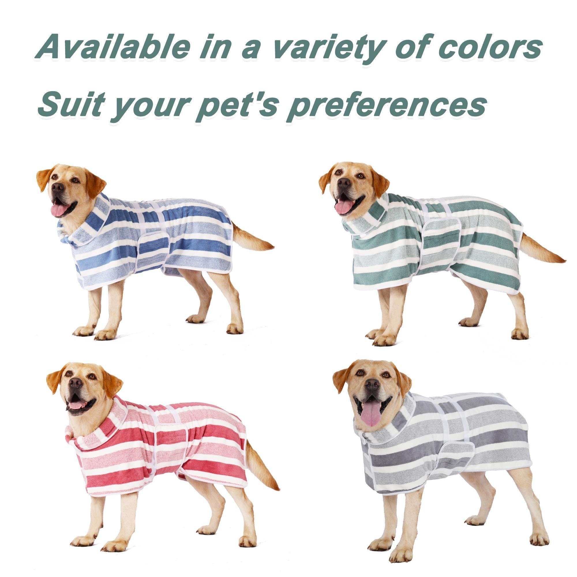 dog relaxing comfortably in drying robe