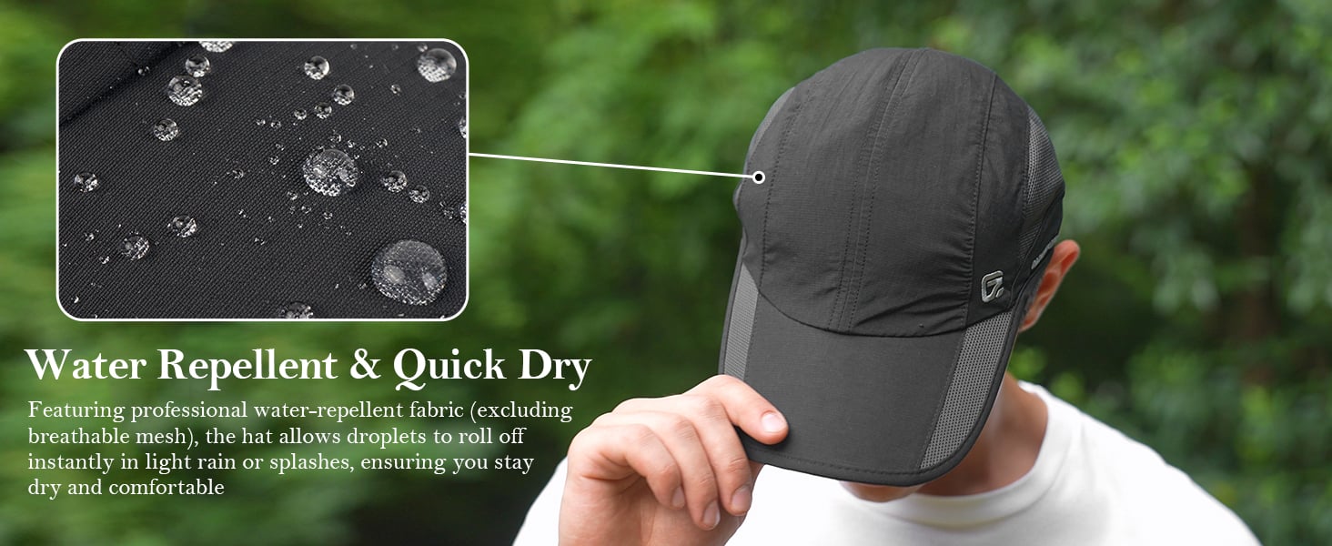 Water repellent fabric of quick drying sport hat ensure you stay dry and cooling
