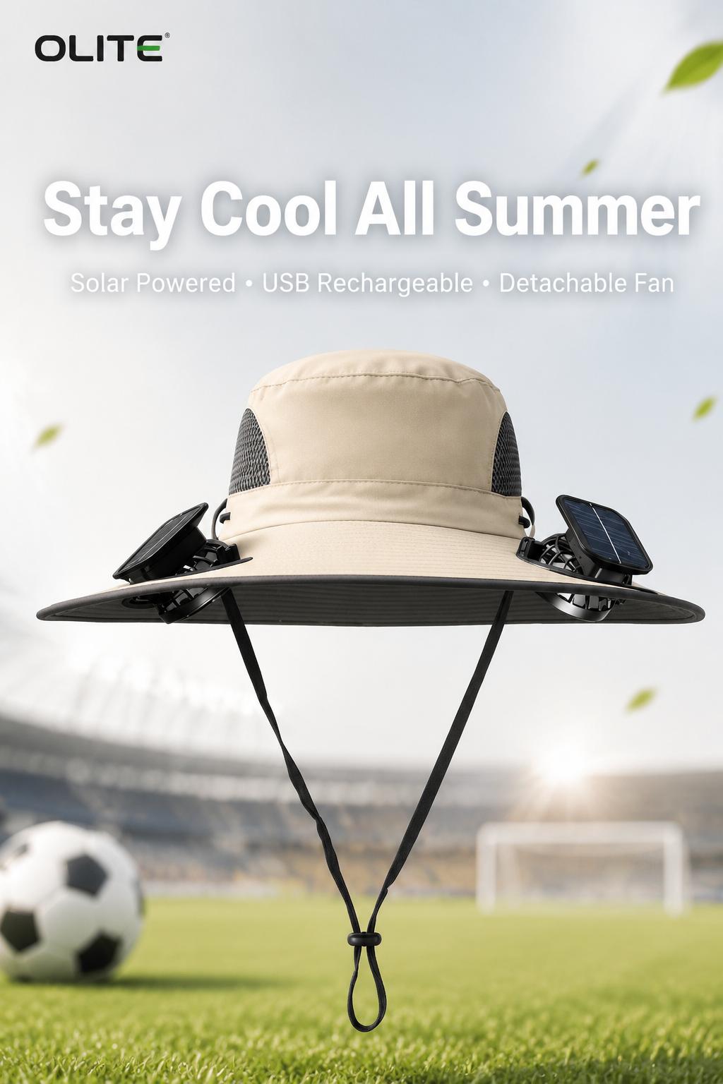 New Solar-Powered Outdoor Cooling Fan Hat — Sun Protection Hat with Solar Fan | Dual-Power Rechargeable Fan | Outdoor Water-Resistant Fan | Ideal for Sporting Events | Unisex Design | TikTokShopSpringGlowUp Sun Bucket Hat Lightweight Golf Hat