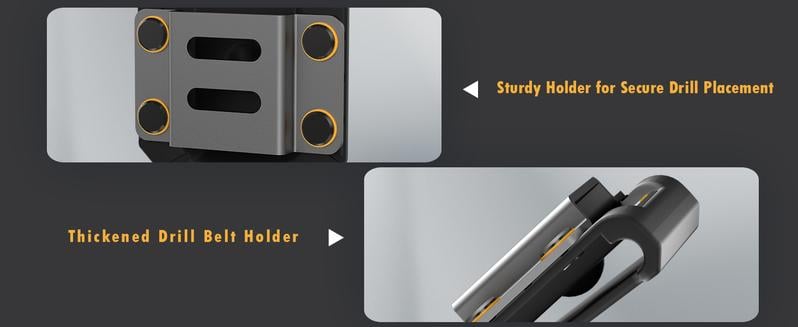 MELOTOUGH Drill Holder Belt Clip Heavy Duty Tape Measure Belt Holder for Cordless Drill Hammer Tools with Hanger Clips Black