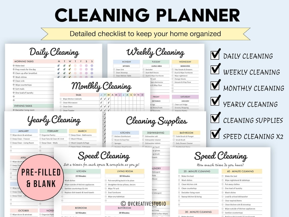 Editable ADHD Cleaning Planner Bundle, Printable, Weekly, Monthly Cleaning Planner, Checklist, Declutter, Deep Cleaning, Laundry image 2 Editable ADHD Cleaning Planner Bundle, Printable, Weekly, Monthly Cleaning Planner, Checklist, Declutter, Deep Cleaning, Laundry image 2