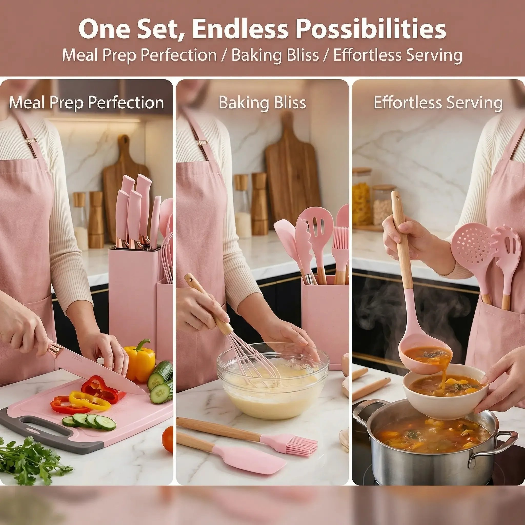 19 piece kitchen set for meal prep baking and serving