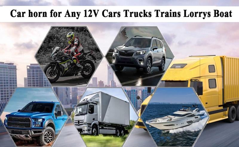 Product Introduction of 12V 150db Train Air Horn for Truck Car, Dual Electric Air Horns Kit with Compressor for 12V Vehicles Trucks Pickup Trains Lorrys SUVs Cars Boats (12V SilverBlack) 16
