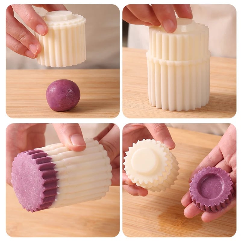 Double-ended pastry mould with two decorative patterns