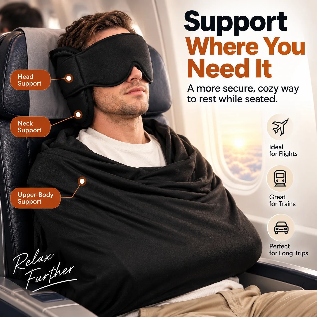 wraparound upper body travel sleep support wraparound upper body travel sleep support