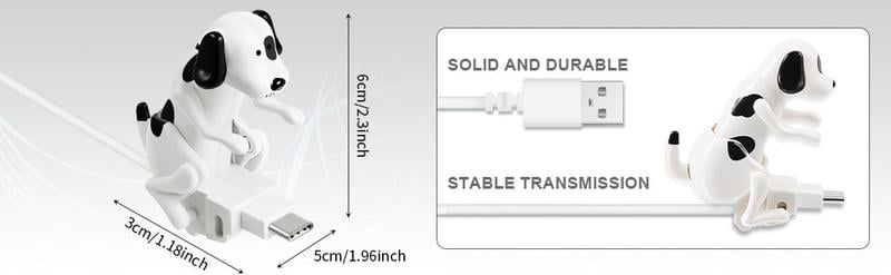 Christmas Gift Idea, Funny Dog Charging Cable for Smartphones, USB Data Transmission, Mini Graduation Season Gift, Compatible with Type-C/iPhone, Super Fast Charger, TPE Material, 1.2m Length, White/Orange