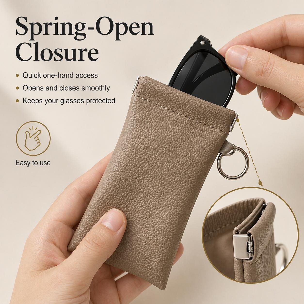 Elastic opening sunglasses pouch