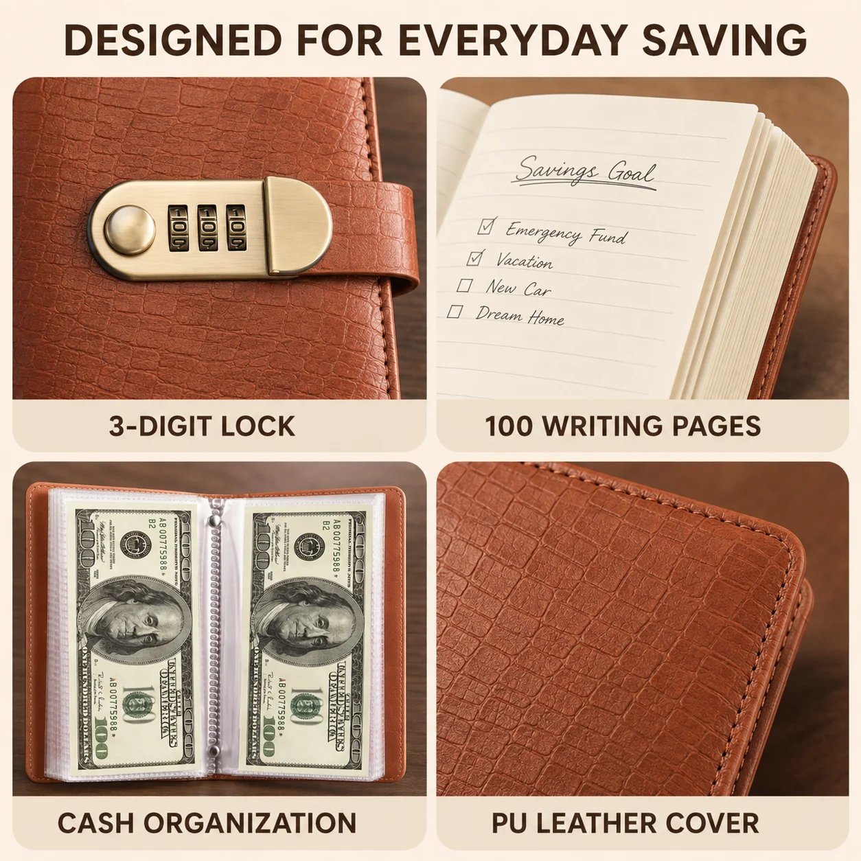 Lockable savings notebook cover and product features