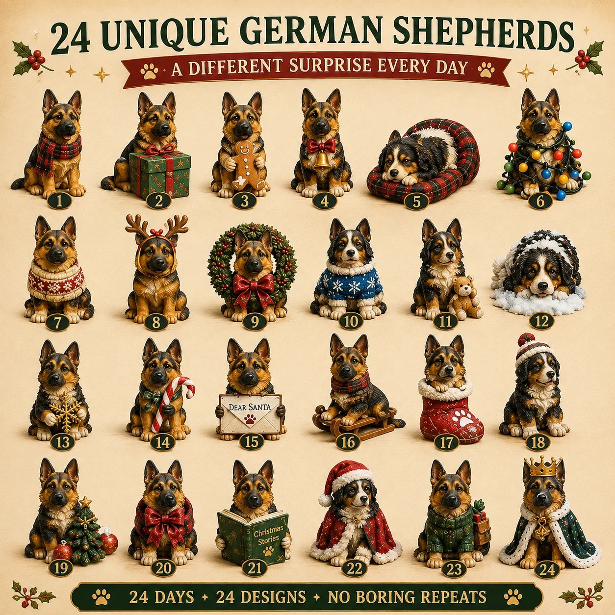 24 Unique German Shepherd Christmas Designs