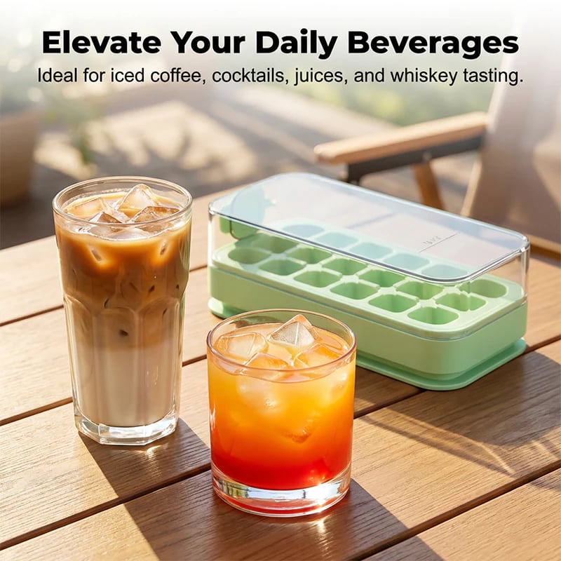 Ice cube tray for iced coffee cocktails juice and everyday beverages