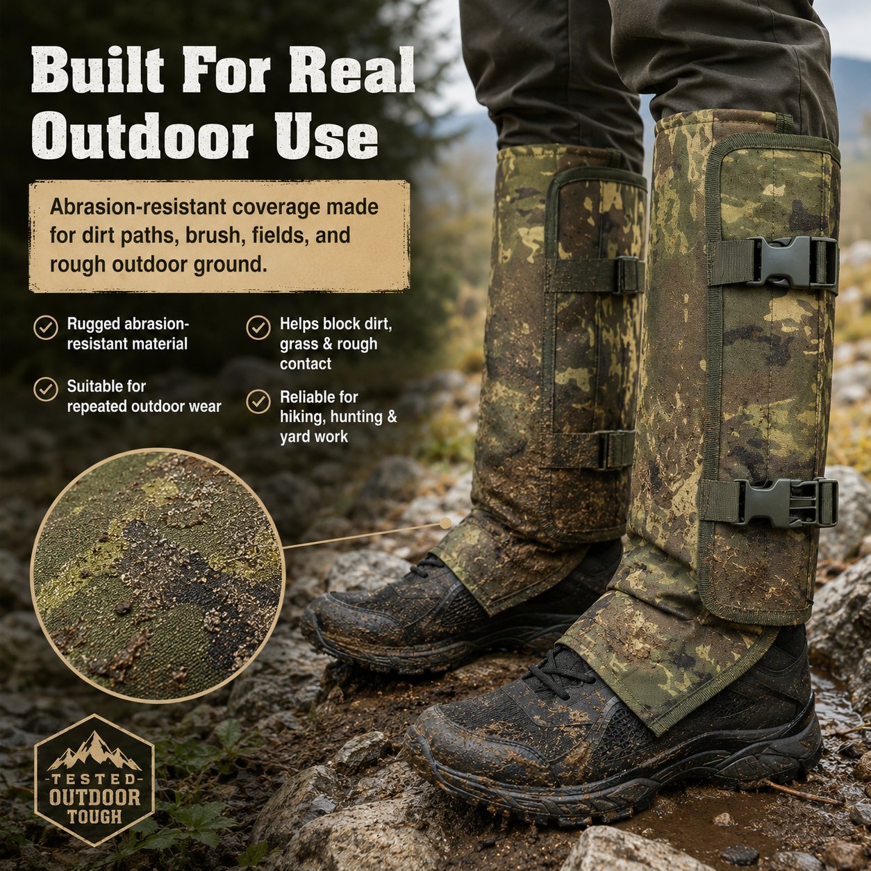 Rugged outdoor gaiters