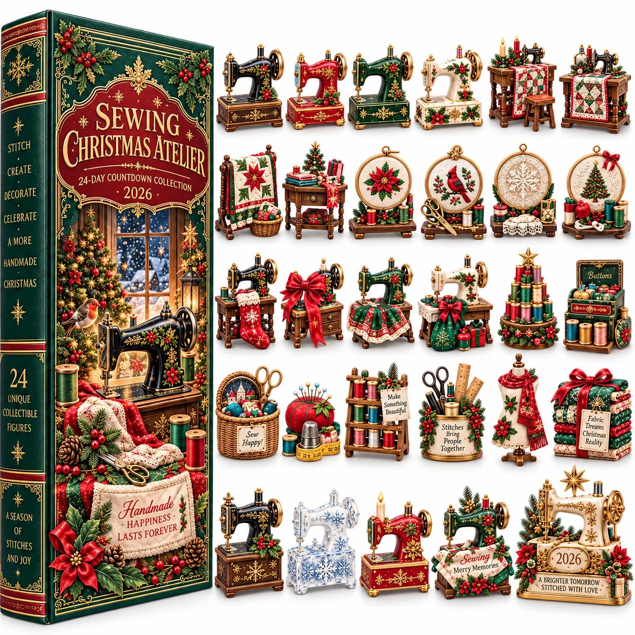 Miniature sewing machines and sewing room collectibles