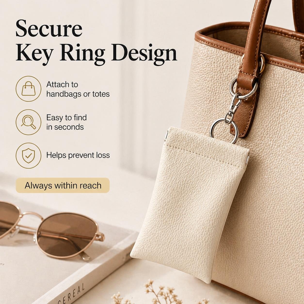 Sunglasses pouch with keychain attachment