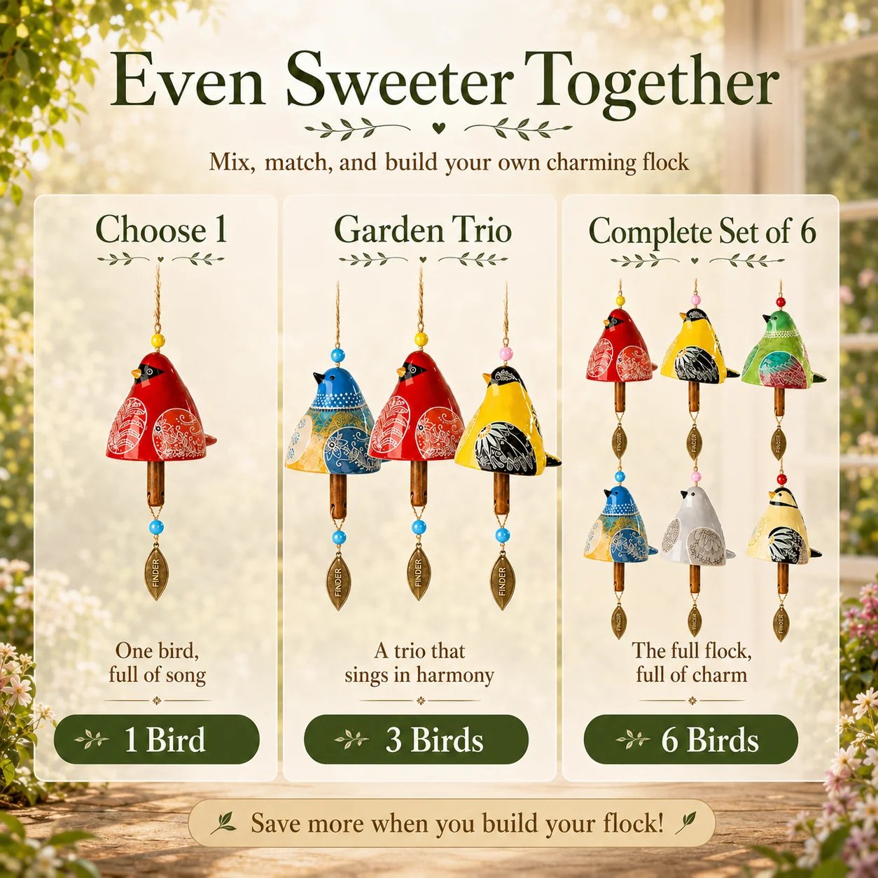 Songbird wind chime approximate size
