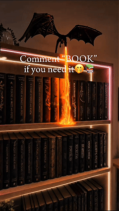 Dragon bookshelf accent light with glowing flame Dragon bookshelf accent light with glowing flame