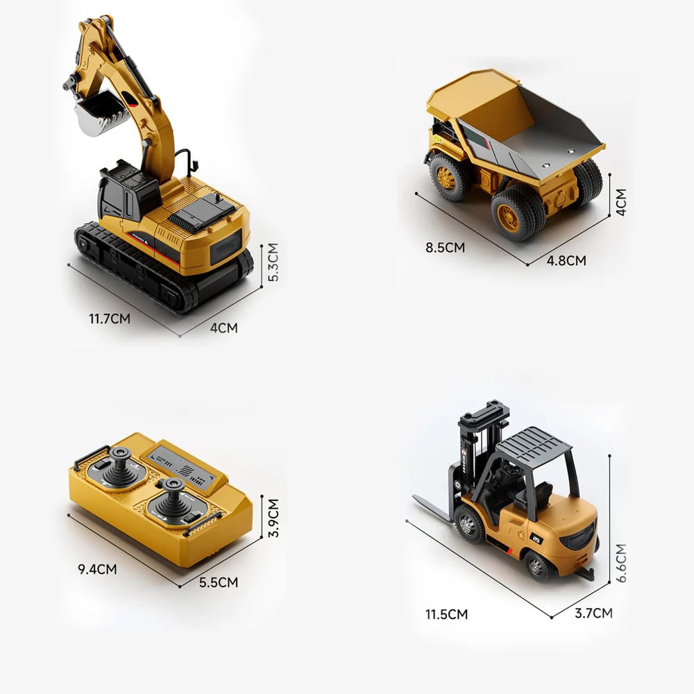 🚜 1/64 Premium Alloy Mini RC Construction Set – Forklift, Excavator & Dump Truck (FREE Shipping Today Only)