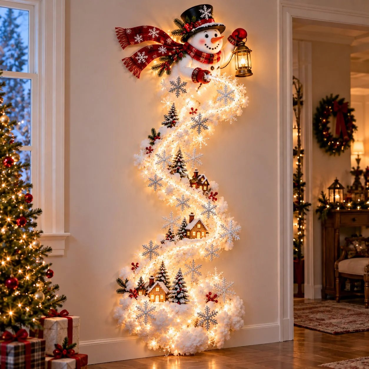 Christmas village trail wall decoration