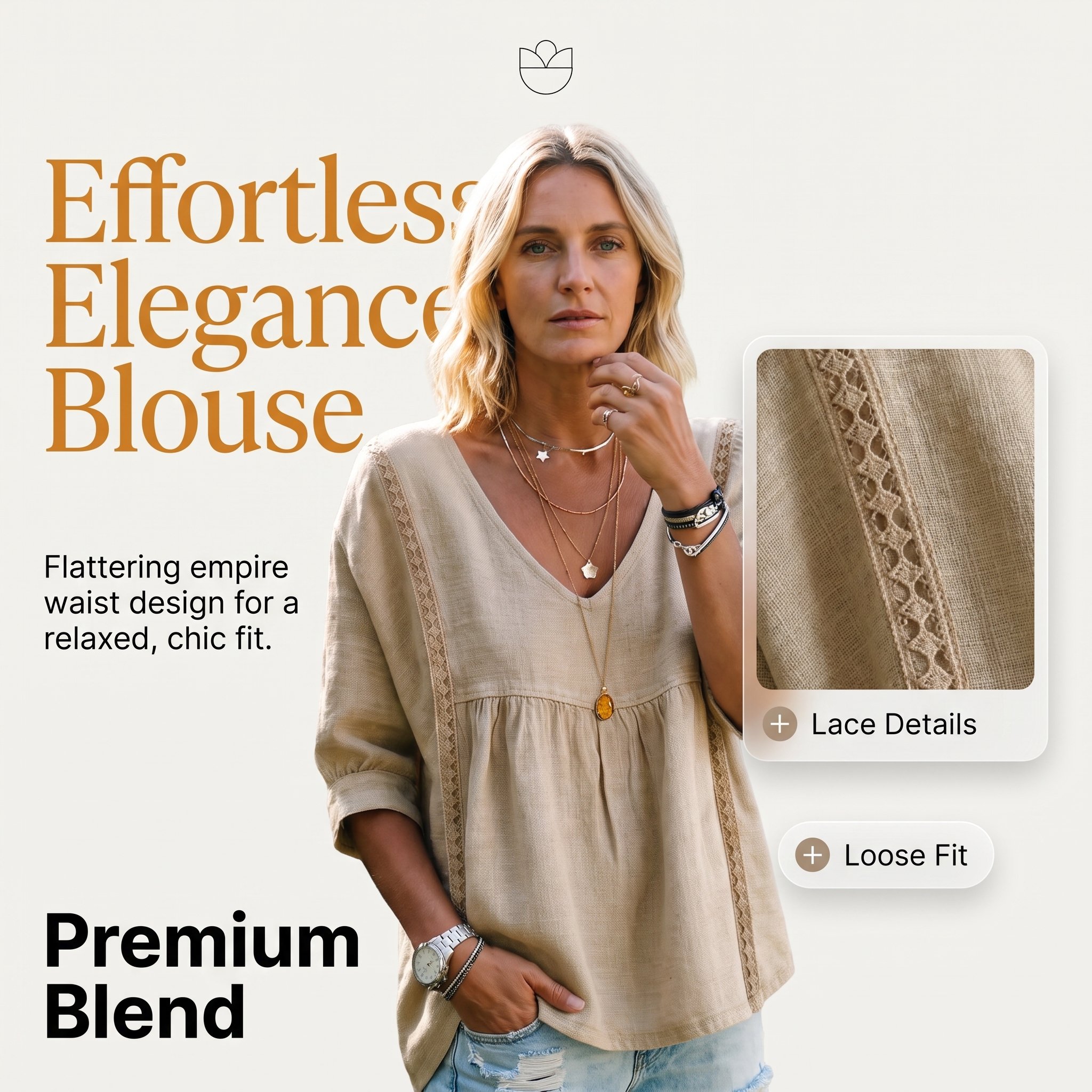 Elegant V-Neck Lace Blouse