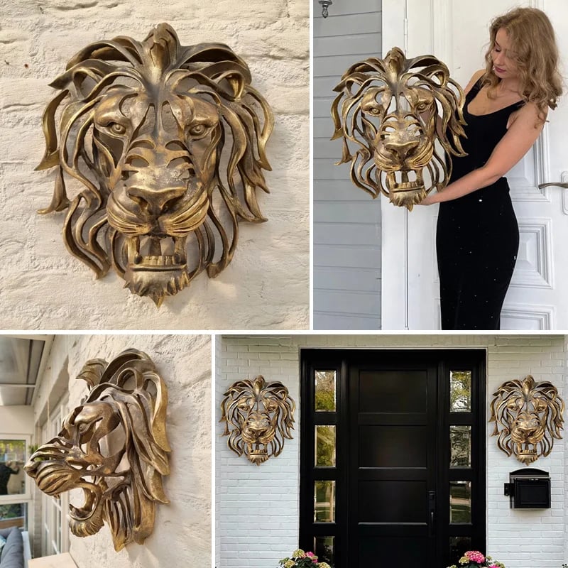 Large Lion Head Wall Mounted Sculpture