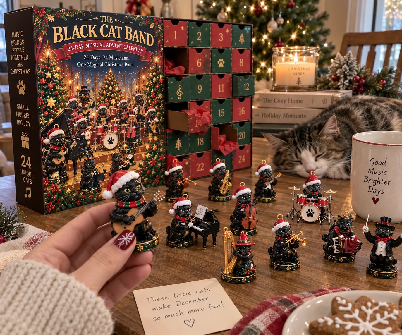 Black cat band Christmas display