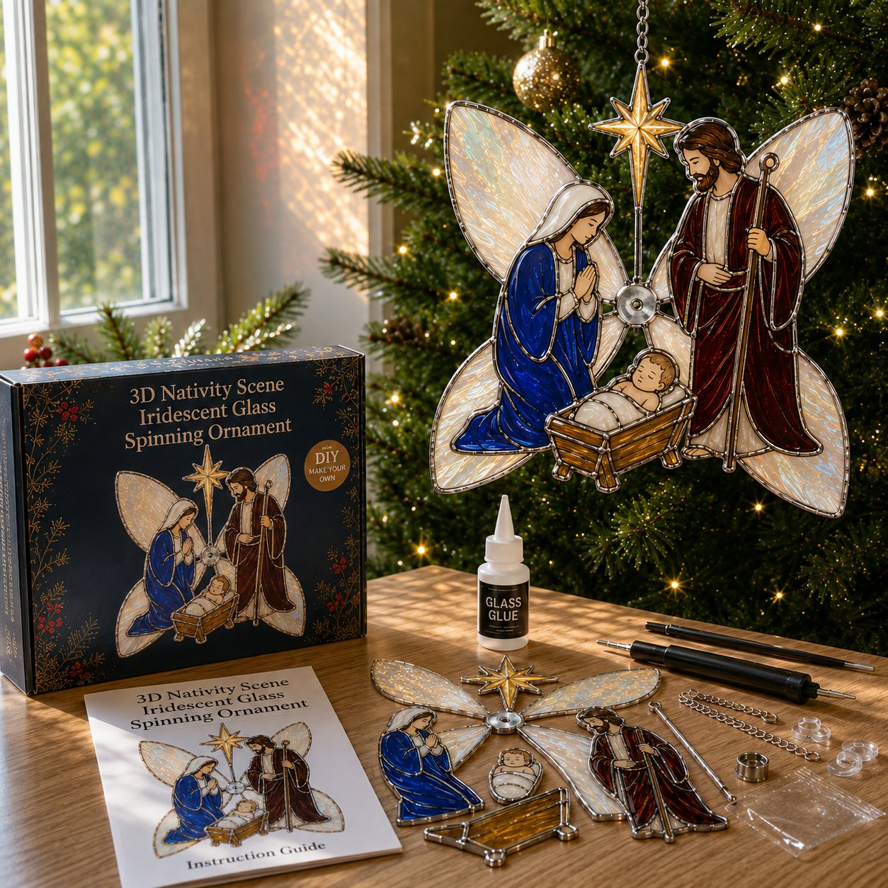 Holy Nativity Scene iridescent suncatcher kit