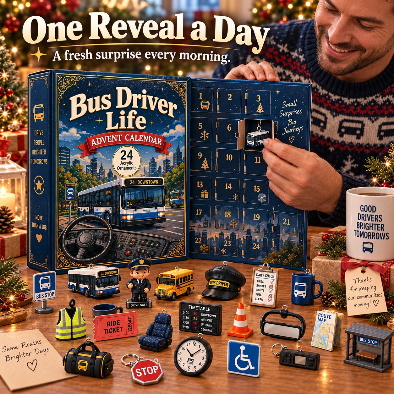 24 day bus themed acrylic Christmas surprises