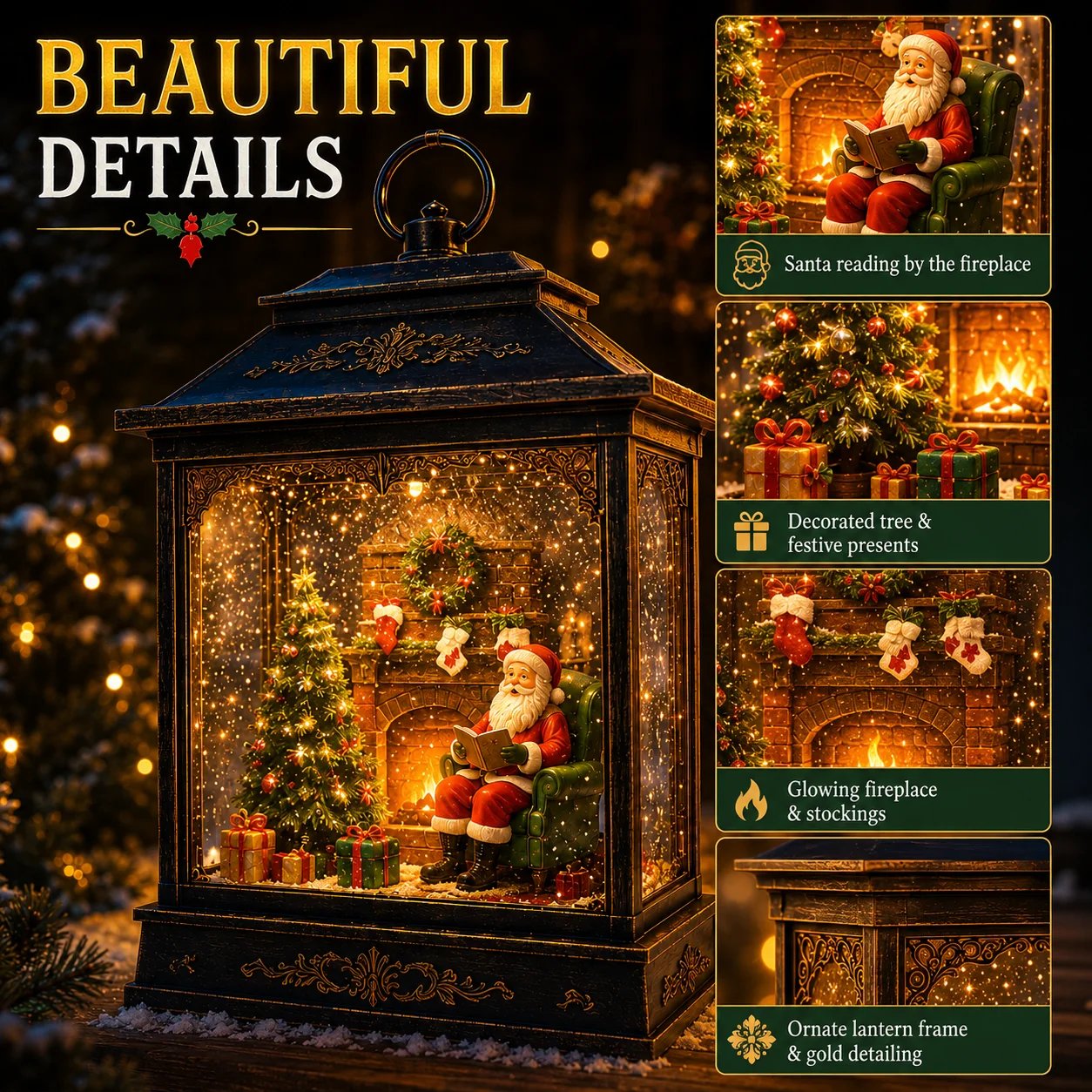 Santa Christmas lantern detailed design