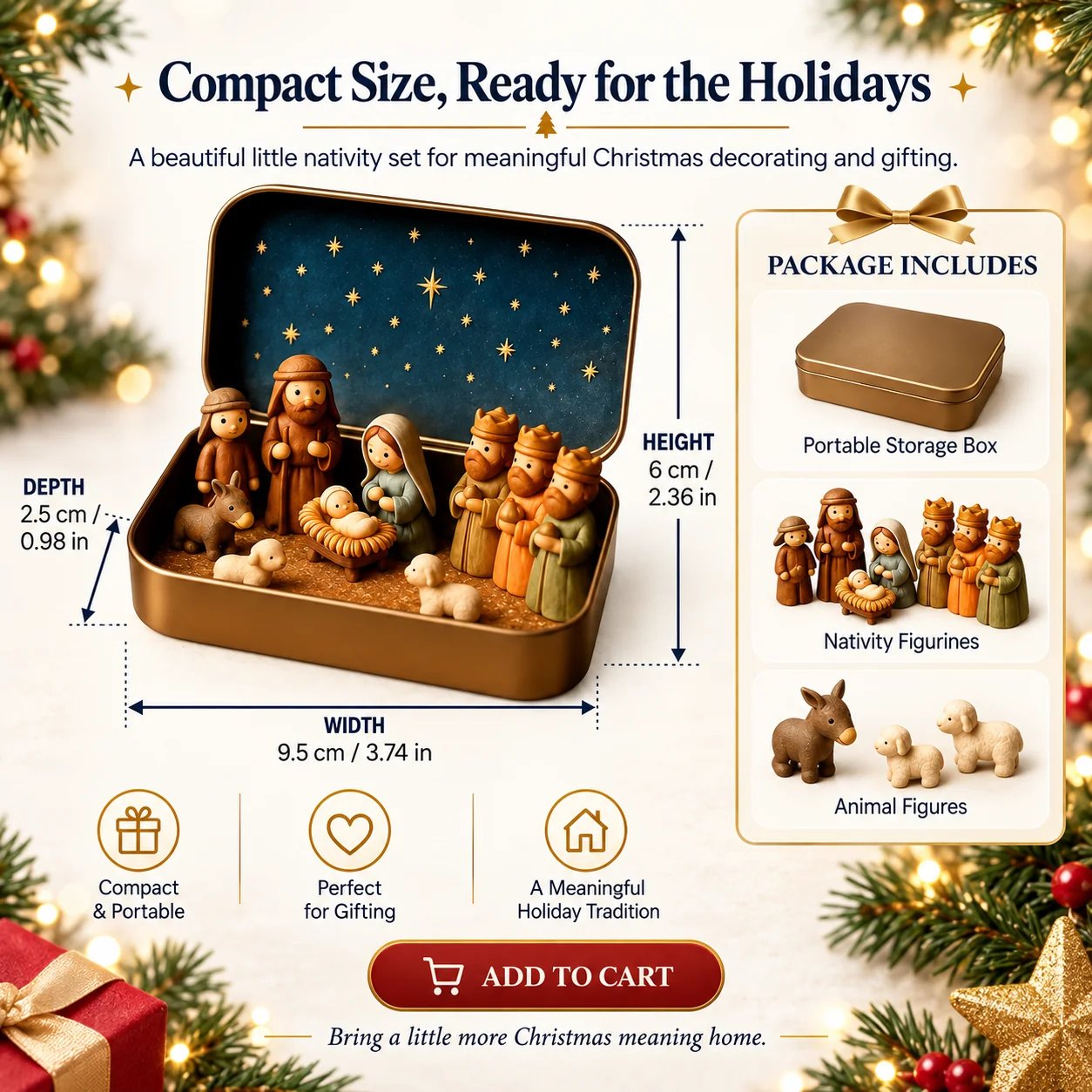 Pocket-size Nativity storage box dimensions