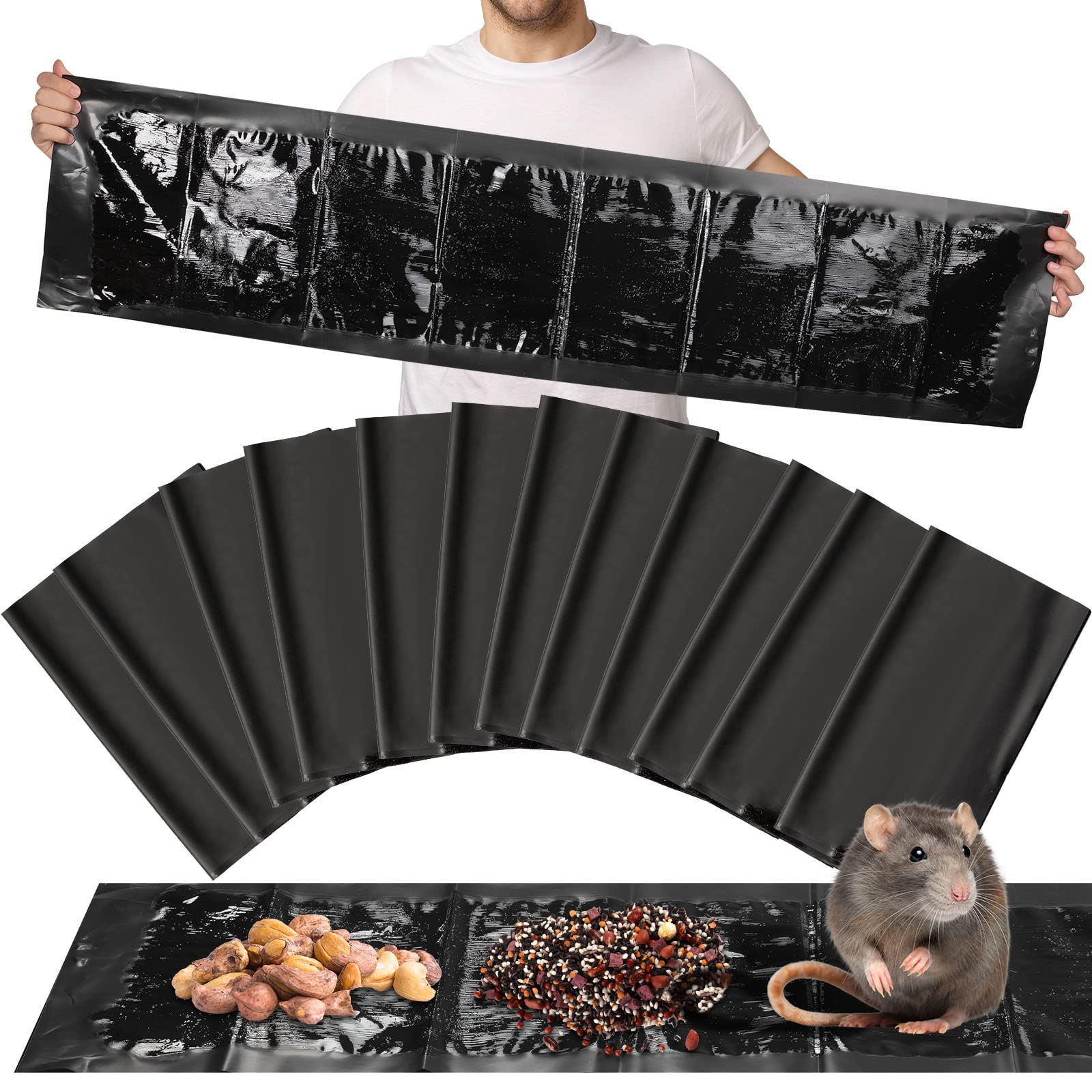 Large black sticky rodent trap in use